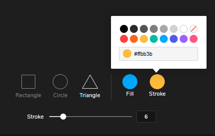 Choisissez une couleur dans la palette ou entrez un code de couleur pour remplir le trait.