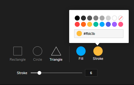 Wählen Sie eine Farbe in der Palette oder geben Sie einen Farbcode ein, um den Strich zu füllen.